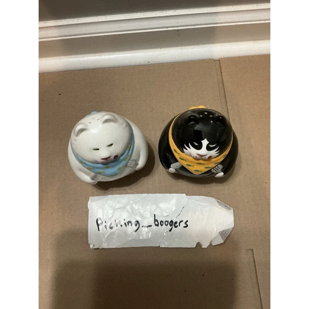 Vintage Fat Cat Salt and Pepper Shakers: Clay Art San Francisco, 1992